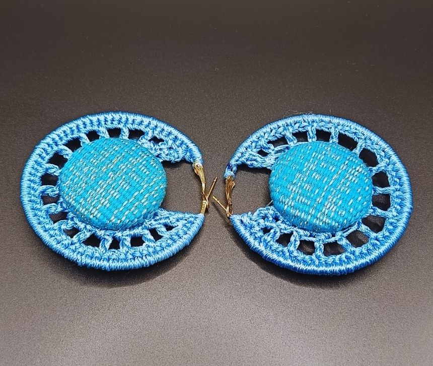 Boucle d'oreilles créole tricotée OCEAN