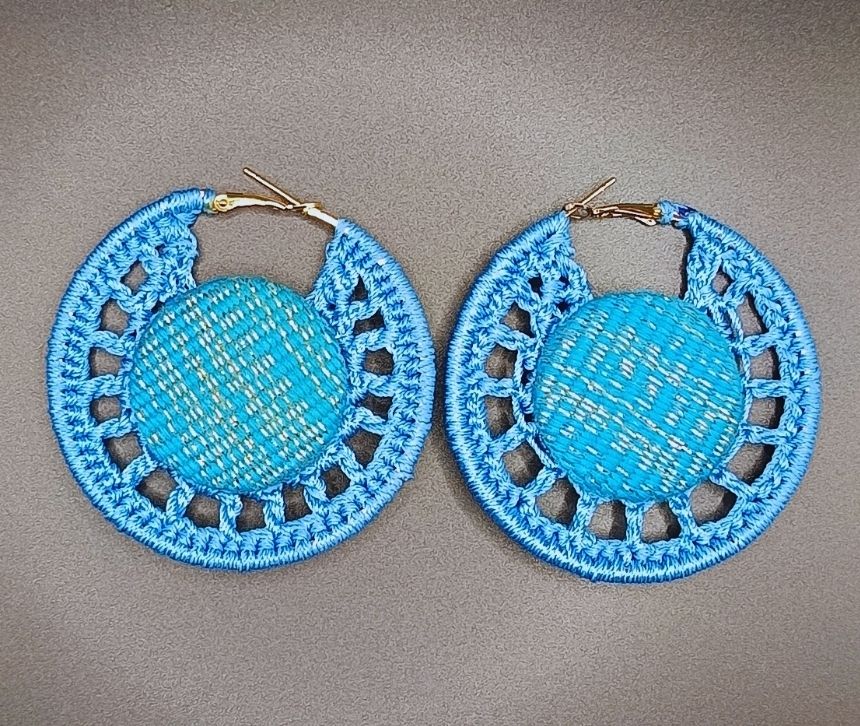 Boucle d'oreilles créole tricotée OCEAN