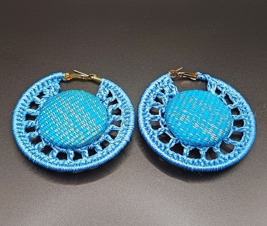 Boucle d'oreilles créole tricotée OCEAN