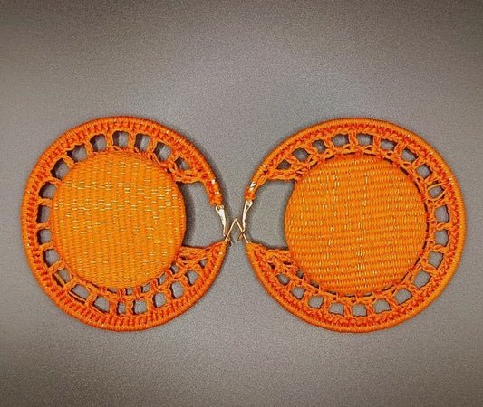 Boucle d'oreilles créole tricotée ORANGINE