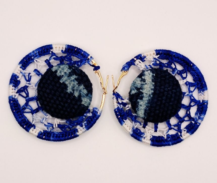 Boucle d'oreilles créole tricotée en NDOP ORIGINAL - Taille S