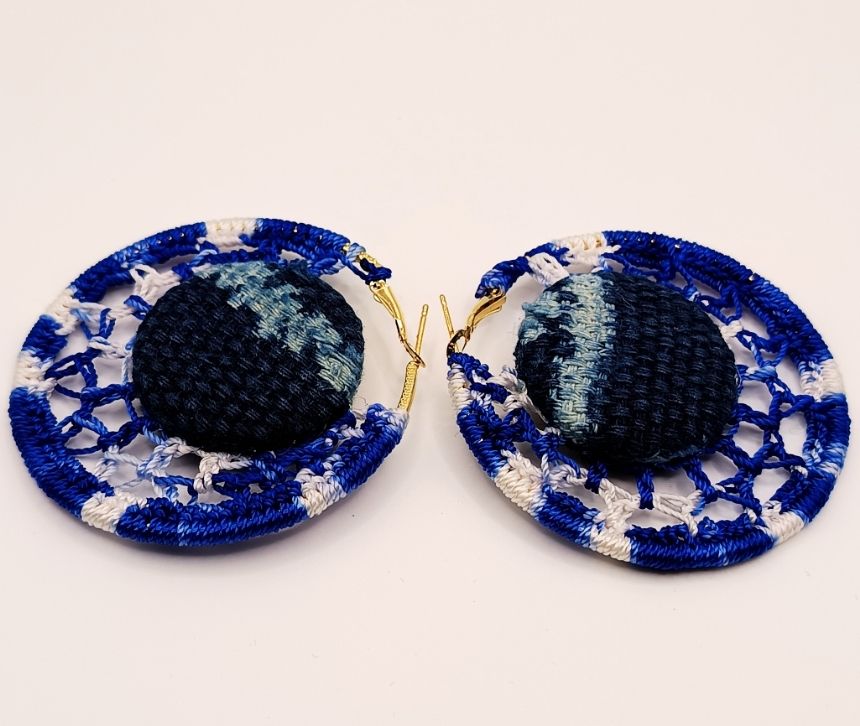 Boucle d'oreilles créole tricotée en NDOP ORIGINAL - Taille S