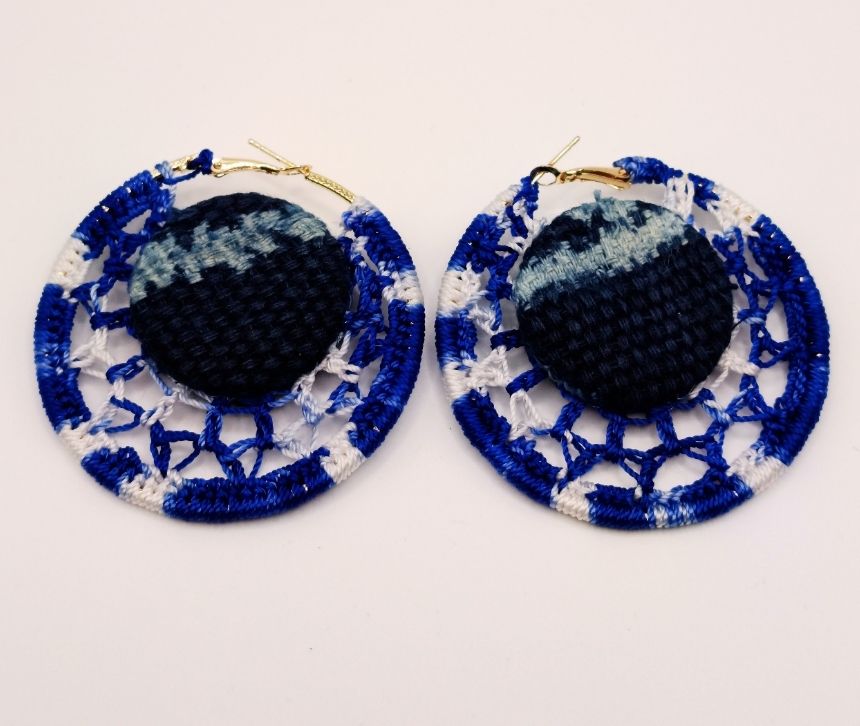 Boucle d'oreilles créole tricotée en NDOP ORIGINAL - Taille S