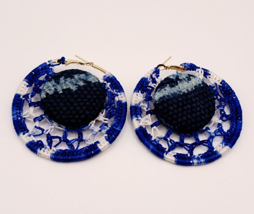 Boucle d'oreilles créole tricotée en NDOP ORIGINAL - Taille S
