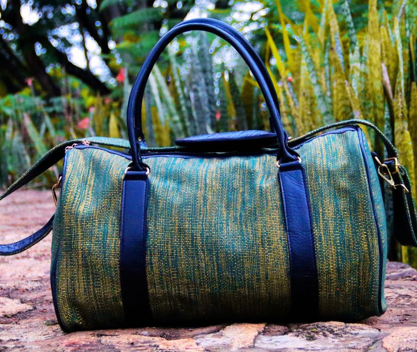 DD Sac à Main de Voyage OR ÉMERAUDE + CUIR VÉRITABLE NOIR LISSE