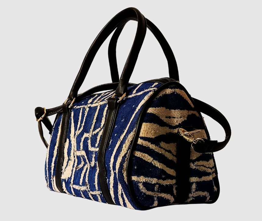 DD Mini Sac à Main de Voyage en NDOP ORIGINAL LAVABLE + CUIR VÉRITABLE NOIR LISSE