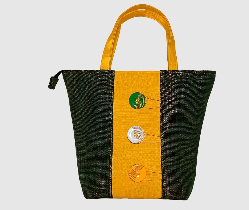 DD Sac Fourre Tout OR ÉMERAUDE AVEC JUTE JAUNE OR