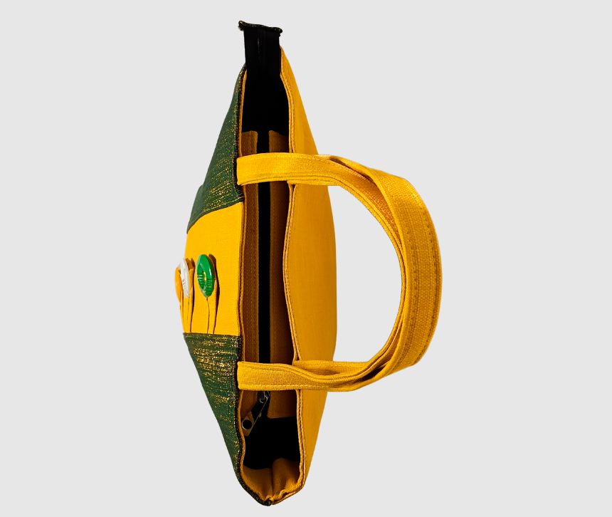 DD Sac Fourre Tout OR ÉMERAUDE AVEC JUTE JAUNE OR