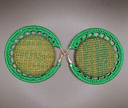 Boucle d'oreilles créole tricotée OR ÉMERAUDE