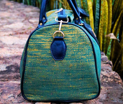 DD Sac à Main de Voyage OR ÉMERAUDE + CUIR VÉRITABLE NOIR LISSE